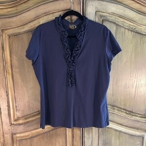 Lilly Pulitzer Luxletic Ruffled Navy Blue Women's Top